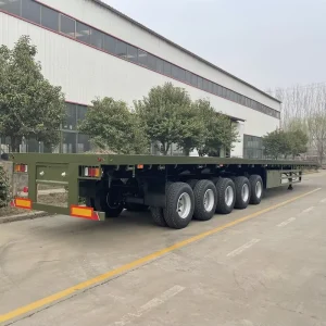 4 Axles 60 Ton Heavy Duty Flat Bed Semi Trailer Container Trailer for Sale