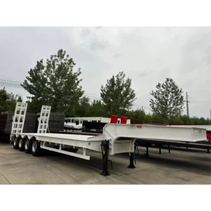 4 Axles Low Bed Semi-Trailer Steel Container Truck With 12R22.5 Tyre