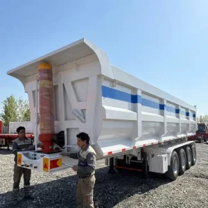 4 Axles Rectangular Dump Semi Trailer Rear Dump Semi Trailer Front Hydraulic Cylinder Dump Trailer Price for Sale