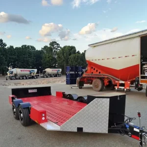 4 Axles Utility Trailer Lowbed Heavy Duty Cargo Truck Semi Trailer for Mini Excavator Transportation