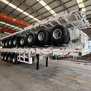 4 axis White Flatbed Semi trailer Container Flatbed Semi trailer for Sale