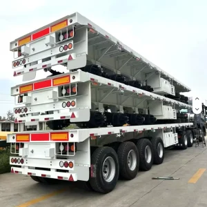 40 Foot 3 axle 30 60 Ton Steel Flatbed Semi trailer with 12 Locks Used for African Transport Container Truck Trailers