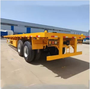 40 Foot Container Transport Flatbed Tractor Trailer with Three Axles and Semi Trailer