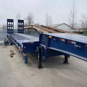 40 Ton Low Bed Semi Trailer 3 Axle Low Bed Trailer Strong Frame for Heavy Cargo