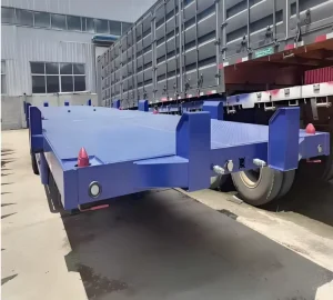 40 foot 3 axle Steel Tractor With Container Cargo Low bed Semi trailer Truck Flatbed Trailer