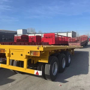 40-foot Steel Flatbed Truck Trailer and 3-axles 60-ton 20-foot Flat Container Semi-trailer with Brake System