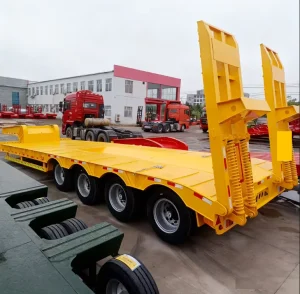40-ton Low-bed Truck Trailer Customizable 3/4/5-axle Heavy-duty Aluminum/steel Flatbed Semi-trailer