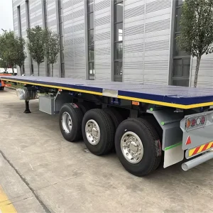 40FT 3 Axles Steel Container Flat Bed Semi Truck Trailer 80 Tons Payload