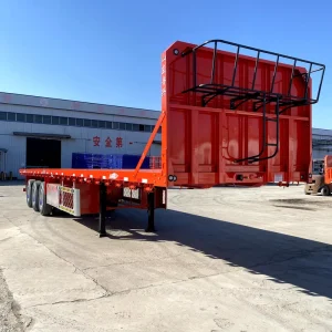40FT 40 Feet 3 Axle Flatbed Semi Trailer Steel and Aluminium Material Container Transport Truck Trailer