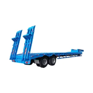 40Ft Gooseneck Steel Flatbed Car Carrier Semi Trailer for Ocean Shipping Containers >30000kg Payload