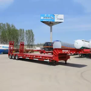 40T-100T Flatbed Low Bed Semi Trailer Heavy Duty Hydraulic Gooseneck Lowboy 3 Axles 4 Axles 50Ton 60Ton Truck Trailer