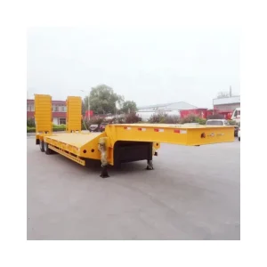 40T Tyre Exposed 2 Axles Hydraulic Ramp Low Bed Semi-Trailer Steel Material Truck Trailer