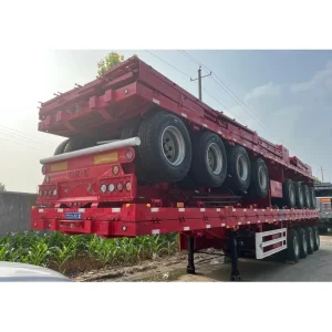 40ft 4 Axle Container Transport Truck with Semi Flatbed Trailer Steel Material