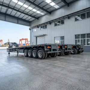 40ft Flatbed Truck Trailer Heavy Duty 60tons Load Capacity Trailer 4 Axle Container Flatbed Semi Trailers for Sale