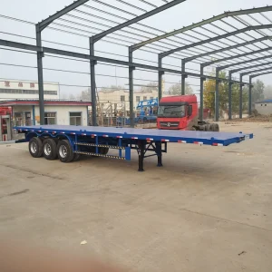 40ft Flatbed Truck Trailer Load Capacity Trailer Flatbed 3 Axle 4 Axle Flatbed Container Semi Trailer in Stock