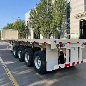 40ft Steel Flatbed Container Semi Trailer With Container Locks 100t Max Payload