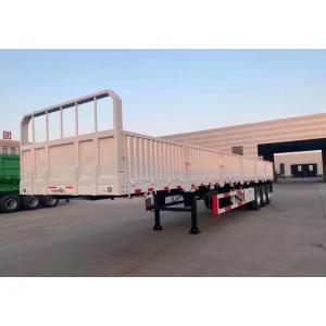40ton Steel Semi Trailer with Drop Side Board and 3 Axle Cargo Transport Truck Trailer