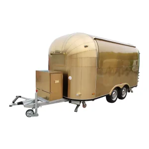 450 X 218cm (13’1″ X 7’2″) Gold Color Vending Food Trailer Food Truck with Full Kitchen Mobile Food Truck Equipped