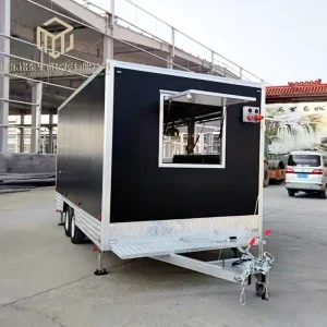 5 Meters 16FT Square 304 Stainless Steel Mobile Fast Truck Crepe BBQ Ice Cream Burger Fries Fully Equipped Towable Food Trailer