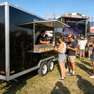 5 Meters 16FT Square 304 Stainless Steel Mobile Fast Truck Crepe BBQ Ice Cream Burger Fries Fully Equipped Towable Food Trailer
