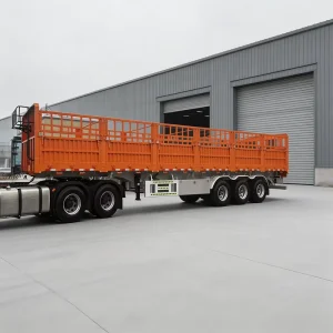 50 Ton Tri-Axle Fence Semi Trailer Side Wall Flatbed for 40Ft Container Transport