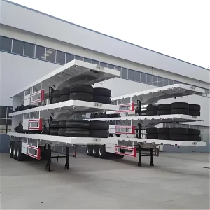 50ft 4 Axle Low Flatbed Semi Trailer Designed for Heavy Duty Equipment and 100 Ton Load Capacity