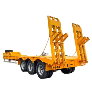 50ton 60ton Heavy Duty Hydraulic Gooseneck Semi Trailer Truck Aluminium Flatbed Axle Trailer