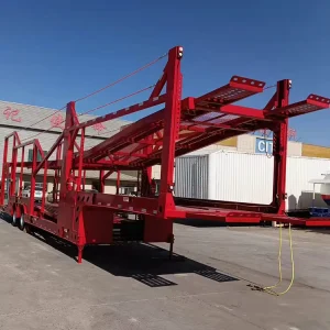 6 10 Vehicle 3 Axle Double Deck Car Carrier Semi Trailer with Hydraulic Lifting 15 Ton Payload 8 Car Capacity