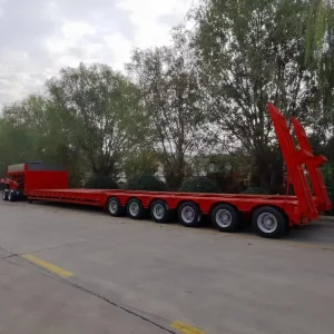 6 Axle Flatbed Semi Trailer 40ft Cargo Trailer for Heavy Load Container and Equipment Transportation