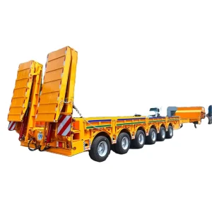 6 Axle Low Bed Trailer 120 Ton Semi Trailer Retractable Low Platform with Hydraulic Ladder Truck Trailers