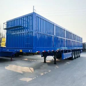 60-Ton Capacity 4-Axle Box Semi-Trailer 14m Length 2m High Reinforced Mechanical Suspension