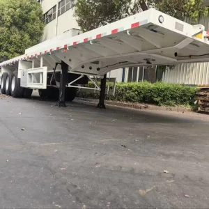 60 Ton Heavy Duty Flatbed Semi Trailer 40ft 20ft Container Flatbed Trailer High Strength Steel Frame Q345B I Beam