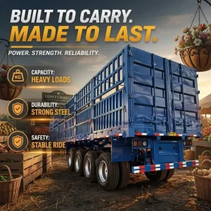 60T Steel Bulk Cargo Transport Fence Side Wall Semi Trailer with Heavy Duty Landing Gear Standard Customized Size