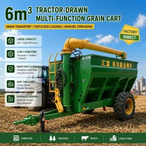6m³ Tractor Drawn Multi Function Grain Cart Grain Transfer Wagon Fertilizer Loading Spreading Trailer for Farm Use FactoryDirect