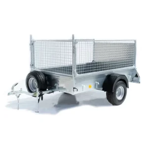 750KG Capacity Small Cargo Trailer With Ramp Unbraked Single Axle Quad Trailer Galvanized Domestic Trailers With Mesh Sides