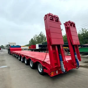 8 Axle 100 Tons Lowbed Truck Trailer Transport Container Cargo Machinery Removable Gooseneck Heavy Duty LowBed Semi Trailer