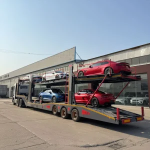 8 Cars Hydraulic Lifting 3 Axle Car Carrier Semi Trailer for Africa Rough Road Vehicle Transportation