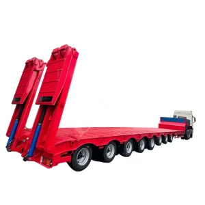 8 axle Hydraulic Lift Steering Low Flat Platelowbed Truck Low Platform Semi trailer Small Low Bed Trailer Low Flat Half Trailer