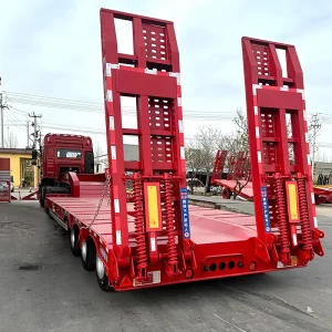 80/100ton Tri-Axle Low Loader Trailer for Loose Cargo