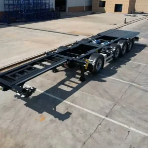80 Ton Heavy China Made Semi Trailer Container Box Flatbed Semi Trailer with Container Pins Expandable Container Trailer