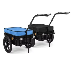 80L Box Capacity Folding Metal Frame Bicycle Trailer Dog Kids Cargo Bike Travel Camper Trailer With Plastic Tray