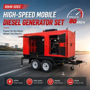 80kW SDEC Engine 80 Km h High Speed Mobile Trailer Diesel Generator Set