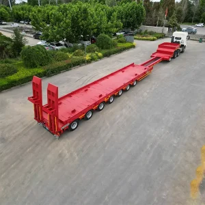8Axle Extendable Low Bed Semi Trailer Telescopic Heavy Haul Trailer 120Ton Capacity