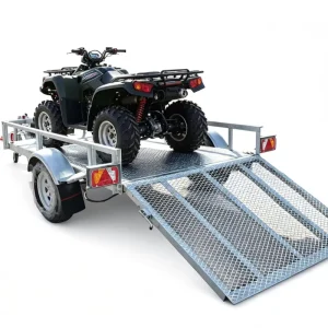 8x5ft Hot Dipped Galvanized Motorcycle Trailer Heavy Duty ATV Utility Trailer 780kg Capacity for Motorbike and Quad Bike