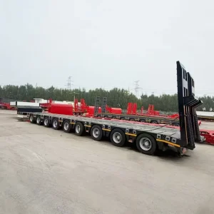 9 Axle Steel Lowbed Semi Trailer Truck Trailers for Heavy Duty Strength