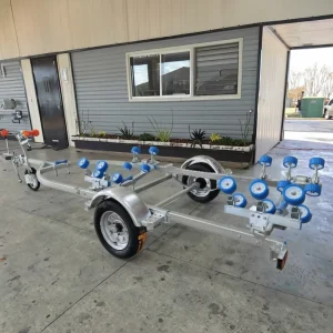 Adjustable 4m & 5m Galvanized Boat Trailer with Euro Connector Single Axle Fishing Boat and Canoe Trailer