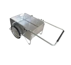 Aluminum Folding Garden Cart Utility Hand Trolley Cart With 2 Wheels Yard Trailer Bicycle