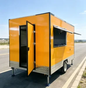 Aluminum Frame Mobile Food Trailer Truck Custom Logo Optional Colors Materials Rust Resistant Full Kitchen