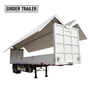 Aluminum Trailer Manufacturer Truck Tractor Beer Transport Tri Axle Wingvan Box Side Wing Open Van Semi Cargo Trailer for Sale