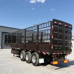 Animal Sheep Cow Steel Bulk Cargo 3 Axle Trailer Fence Semi Trailer